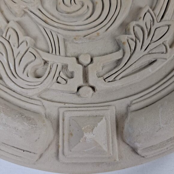 Handmade Vintage Ceramic Wall Hanging Cream Color 3D Relief Hangers on Back - Picture 5 of 11